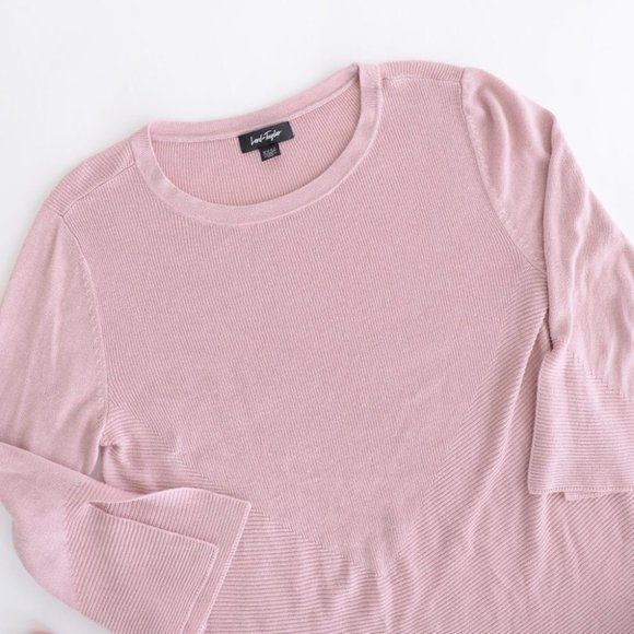 Lord & Taylor Crewneck 3/4 Sleeve Ribbed Shirt Size Medium - Picture 10 of 12